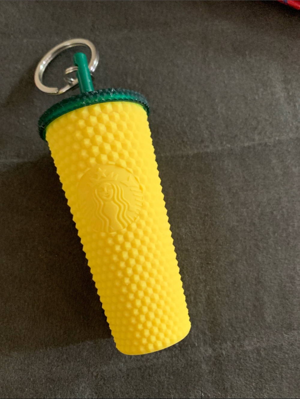 3pc Starbucks Yellow Studded Tumbler with Tropical Aloha Pouch&keychain - Picture 9 of 10
